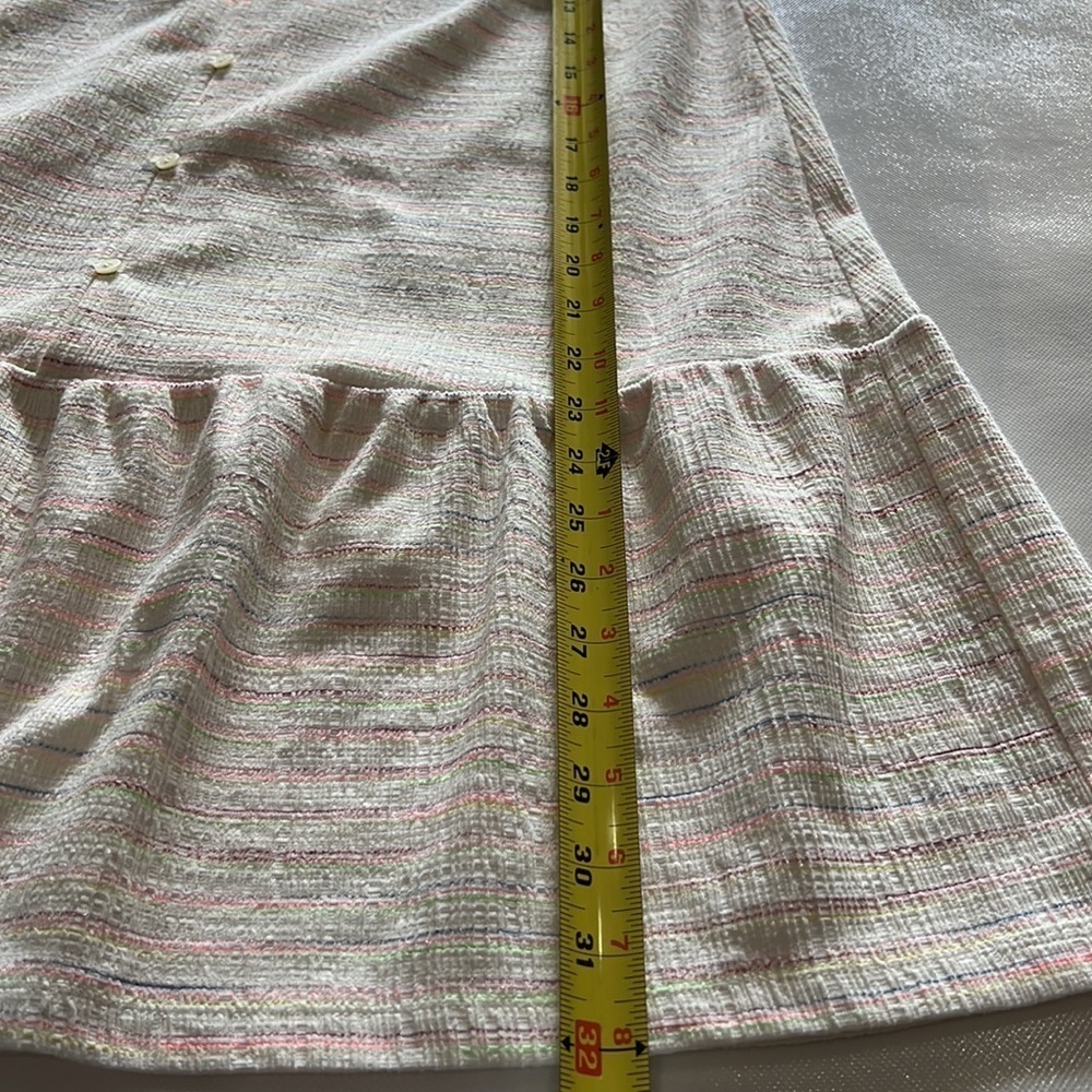LOFT Cream Tie Shoulder Dress with neon threading accents in size SP - Picture 6 of 8